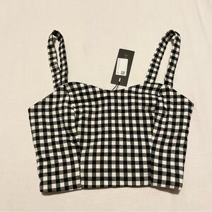 Dynamite Bengaline Sweetheart Bustier Black and White Women's Crop Top Small